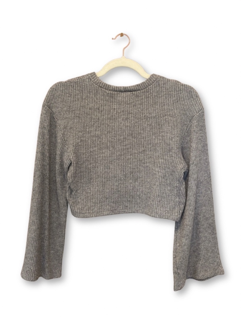 Urban Renewal Urban Outfitters Gray Waffle-Knit Cropped Crew Sweater - Picture 6 of 7